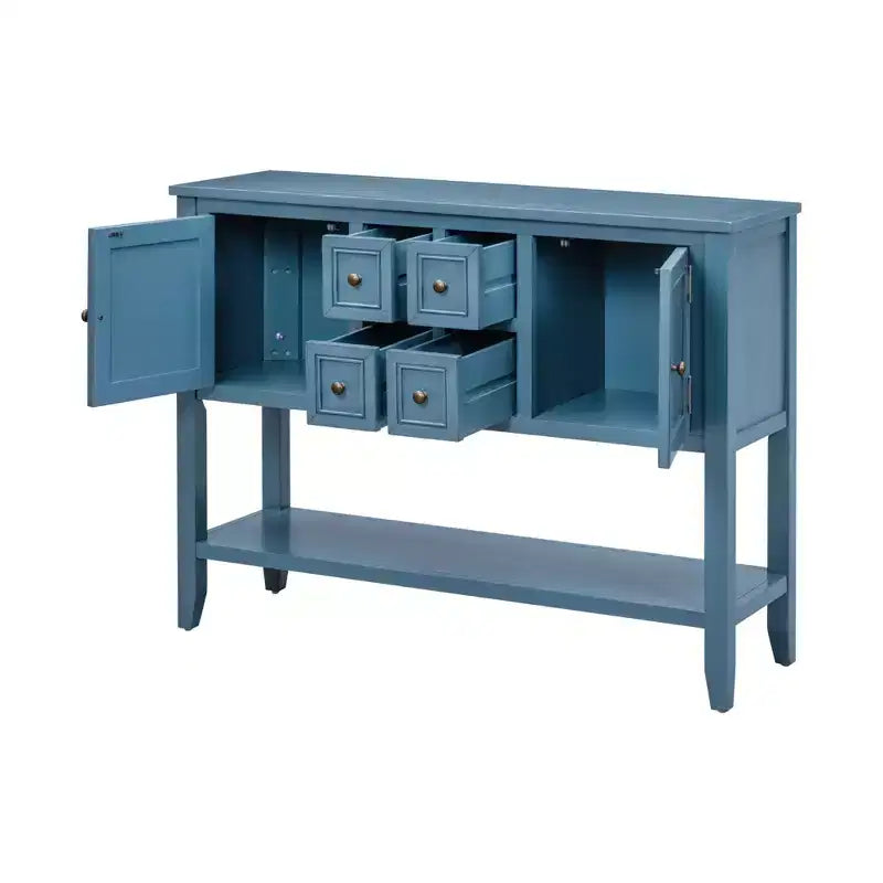 Console Vintage avec Quatre Petits Tiroirs et Étagère Inférieure pour Salons, Entrées et Cuisines