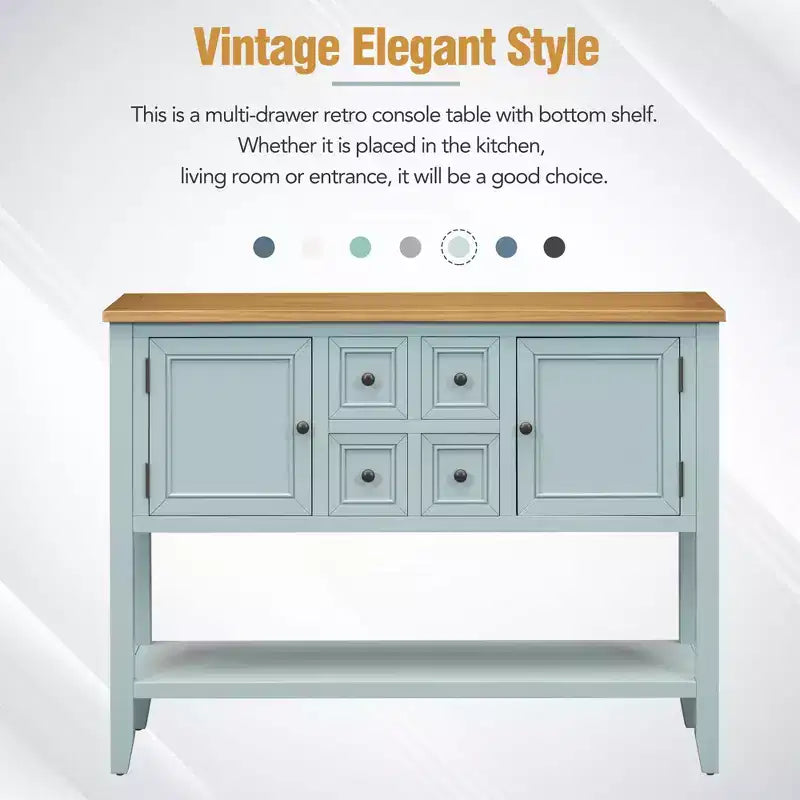 Console Vintage avec Quatre Petits Tiroirs et Étagère Inférieure pour Salons, Entrées et Cuisines