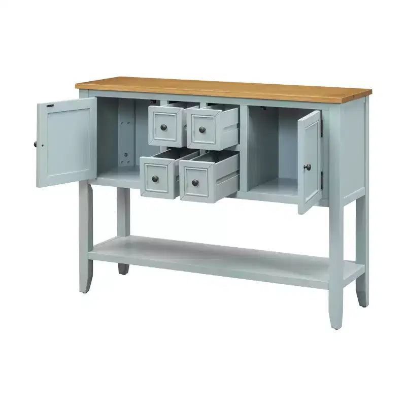 Console Vintage avec Quatre Petits Tiroirs et Étagère Inférieure pour Salons, Entrées et Cuisines