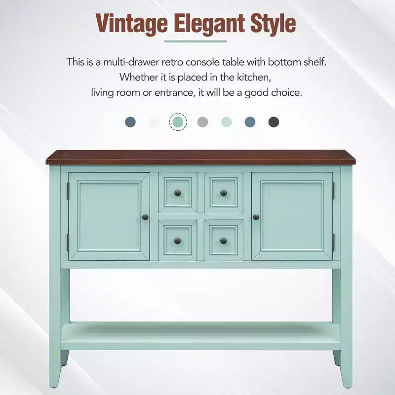 Console Vintage avec Quatre Petits Tiroirs et Étagère Inférieure pour Salons, Entrées et Cuisines