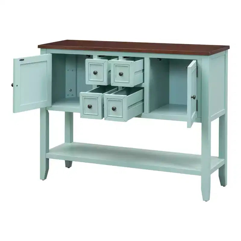 Console Vintage avec Quatre Petits Tiroirs et Étagère Inférieure pour Salons, Entrées et Cuisines
