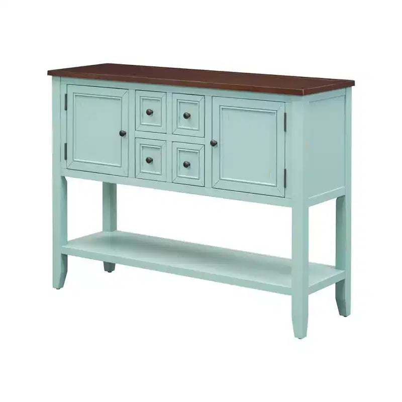Console Vintage avec Quatre Petits Tiroirs et Étagère Inférieure pour Salons, Entrées et Cuisines