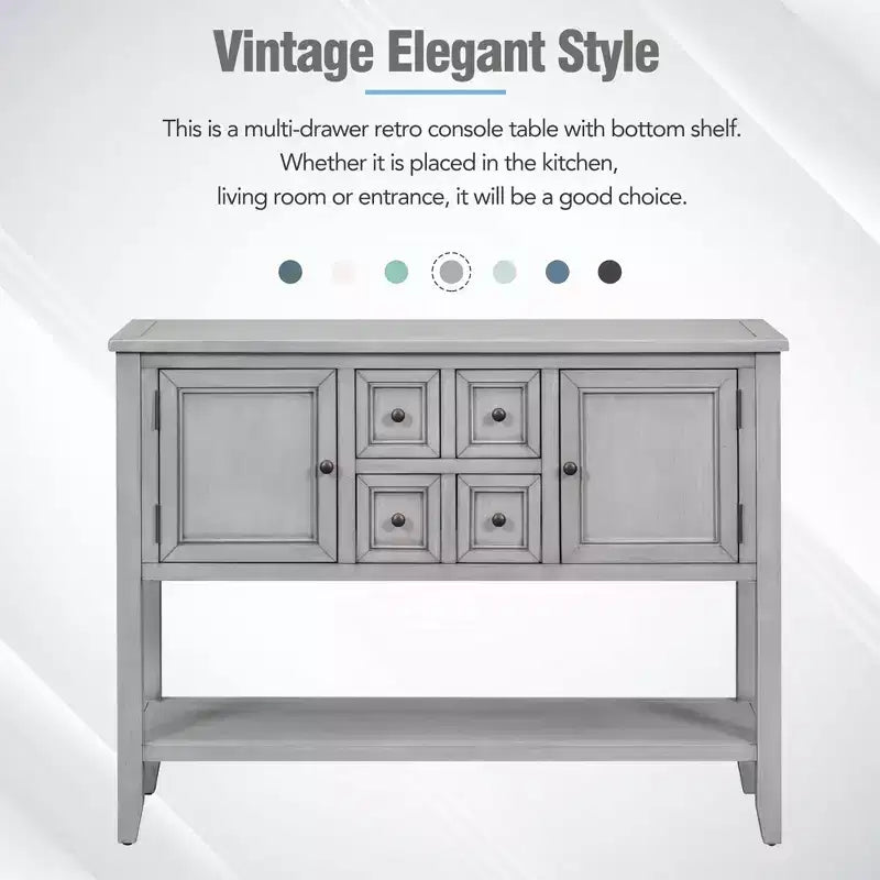Console Vintage avec Quatre Petits Tiroirs et Étagère Inférieure pour Salons, Entrées et Cuisines