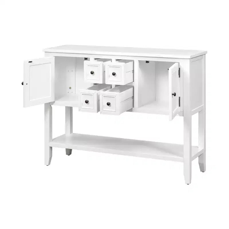 Console Vintage avec Quatre Petits Tiroirs et Étagère Inférieure pour Salons, Entrées et Cuisines