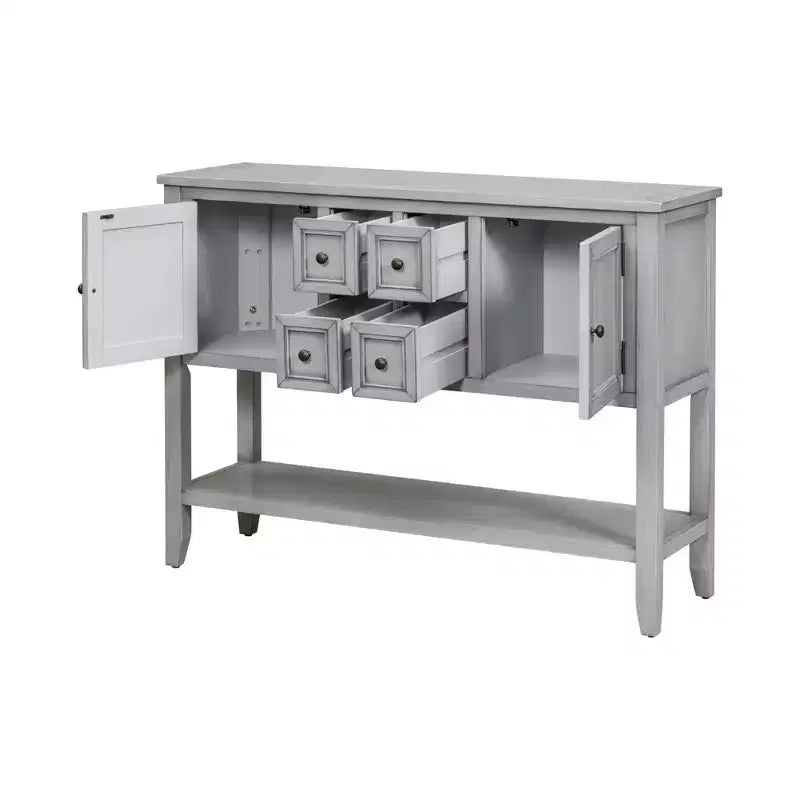 Console Vintage avec Quatre Petits Tiroirs et Étagère Inférieure pour Salons, Entrées et Cuisines
