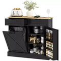 HOMCOM Tilt Out Trash Can Cabinet with Drawers, Farmhouse Kitchen Cabinet with Hidden Trash Can for Kitchen