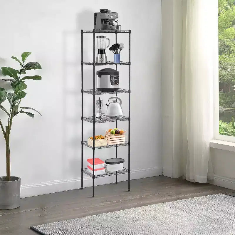 BestMassage 6-Tier Wire Shelf Unit Heavy-Duty Metal Shelving with Stable Base for Organizing Books Toys Clothes Kitchenware
