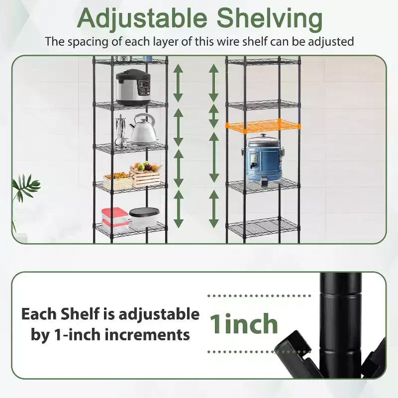 BestMassage 6-Tier Wire Shelf Unit Heavy-Duty Metal Shelving with Stable Base for Organizing Books Toys Clothes Kitchenware