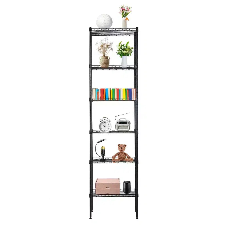 BestMassage 6-Tier Wire Shelf Unit Heavy-Duty Metal Shelving with Stable Base for Organizing Books Toys Clothes Kitchenware