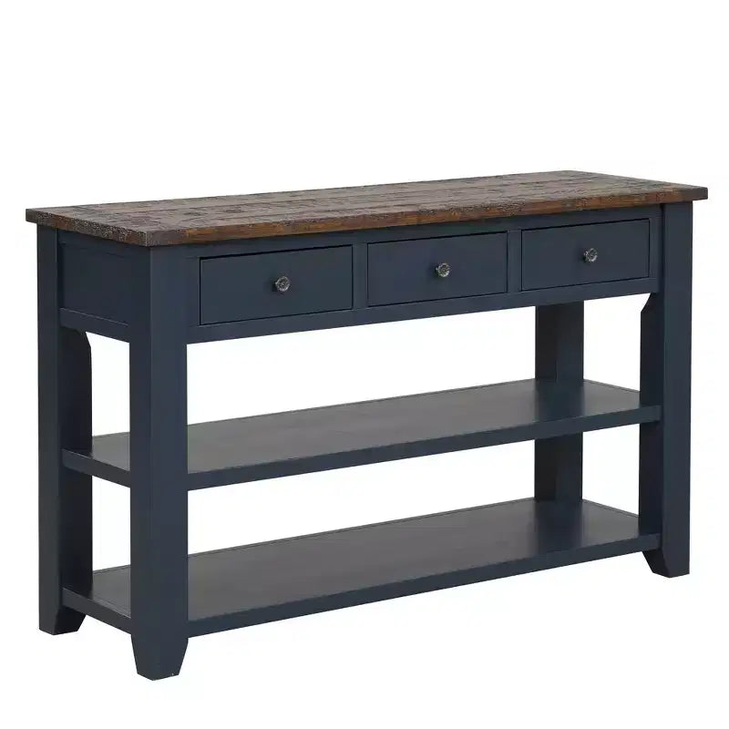 Whisen Classic Vintage Design Console Table with 3 Storage Drawers and 2 Shelves