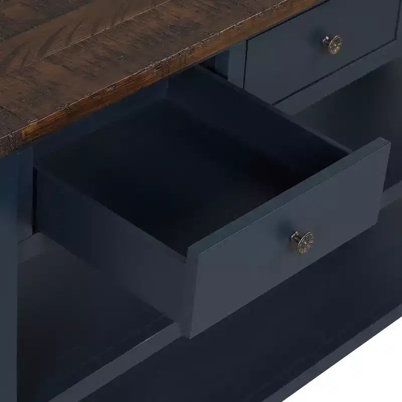 Whisen Classic Vintage Design Console Table with 3 Storage Drawers and 2 Shelves
