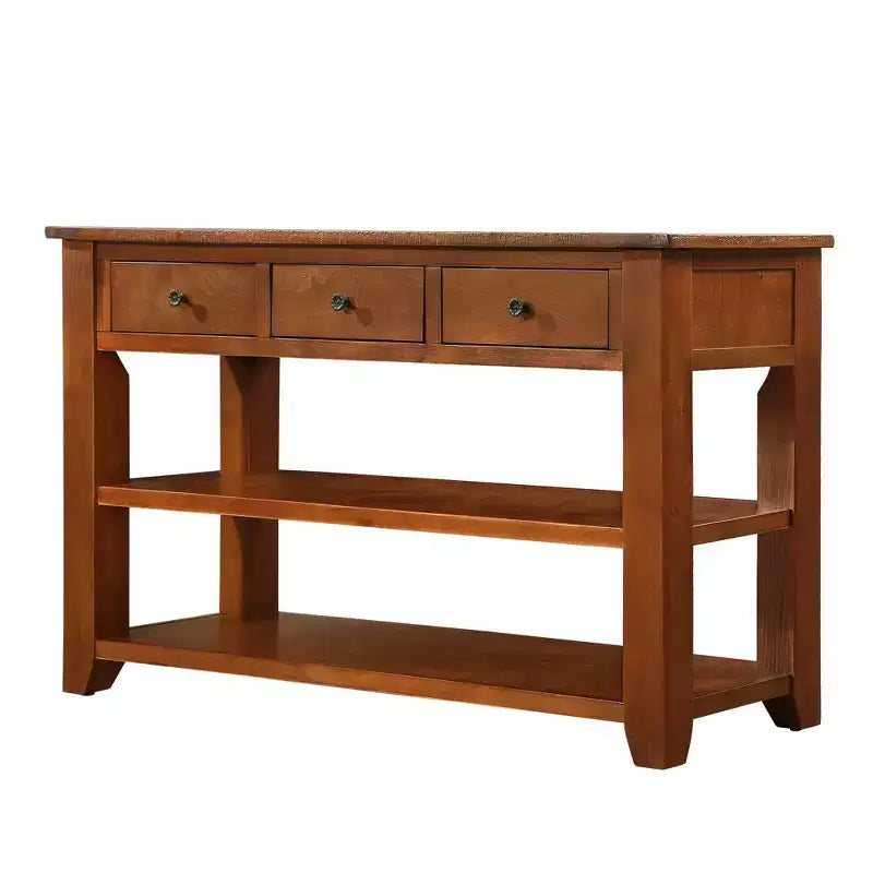 Whisen Classic Vintage Design Console Table with 3 Storage Drawers and 2 Shelves