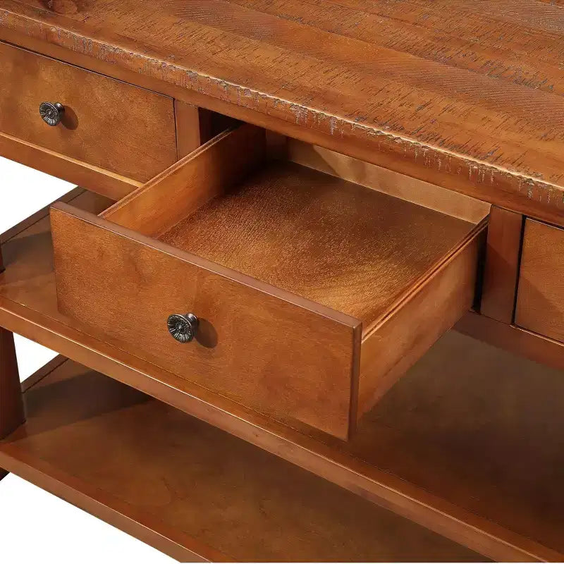 Whisen Classic Vintage Design Console Table with 3 Storage Drawers and 2 Shelves