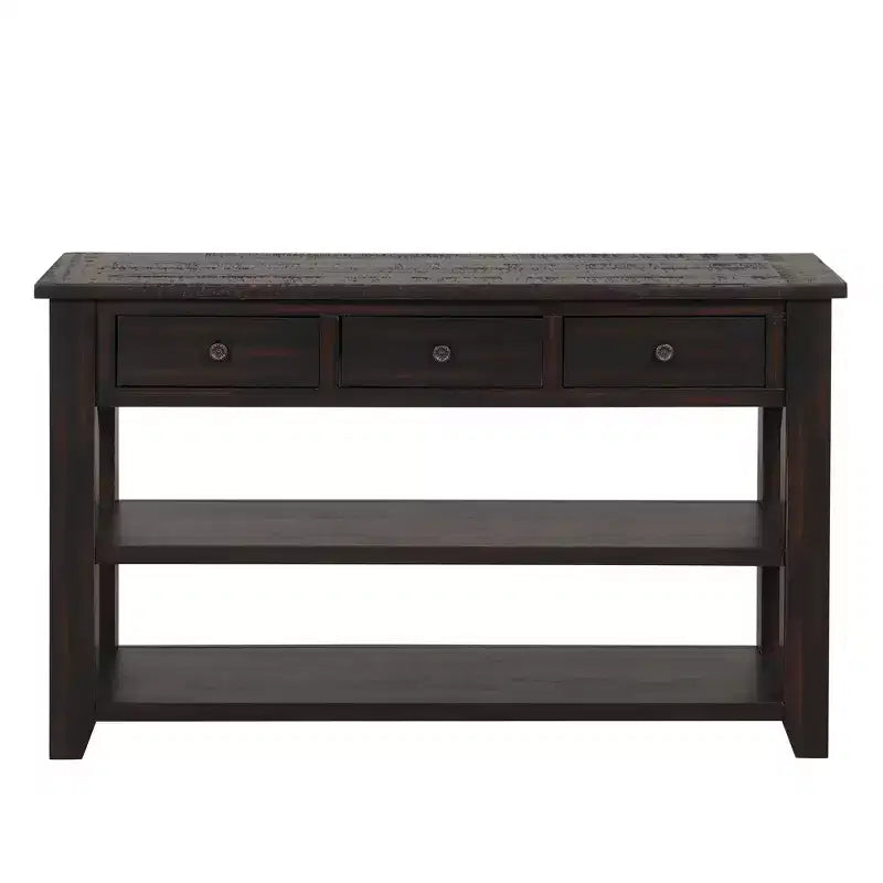 Whisen Classic Vintage Design Console Table with 3 Storage Drawers and 2 Shelves