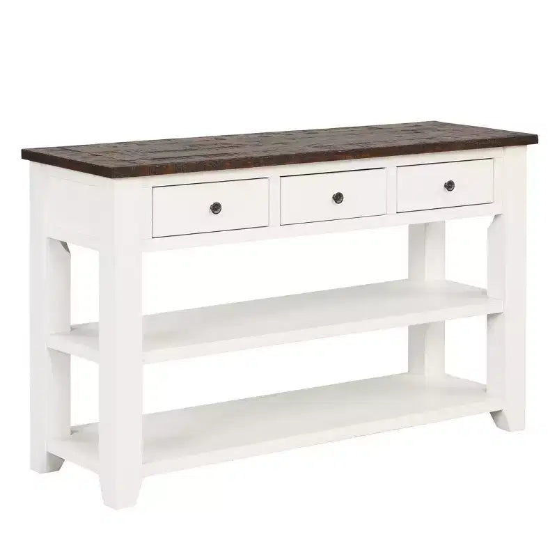 Whisen Classic Vintage Design Console Table with 3 Storage Drawers and 2 Shelves