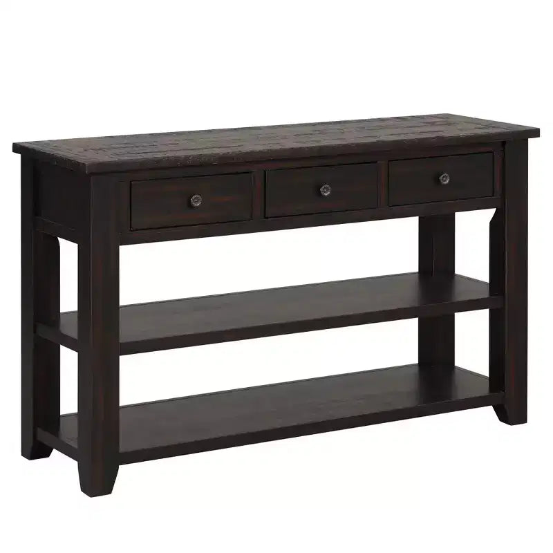 Whisen Classic Vintage Design Console Table with 3 Storage Drawers and 2 Shelves