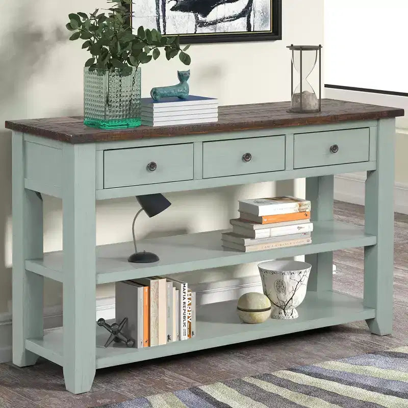 Whisen Classic Vintage Design Console Table with 3 Storage Drawers and 2 Shelves
