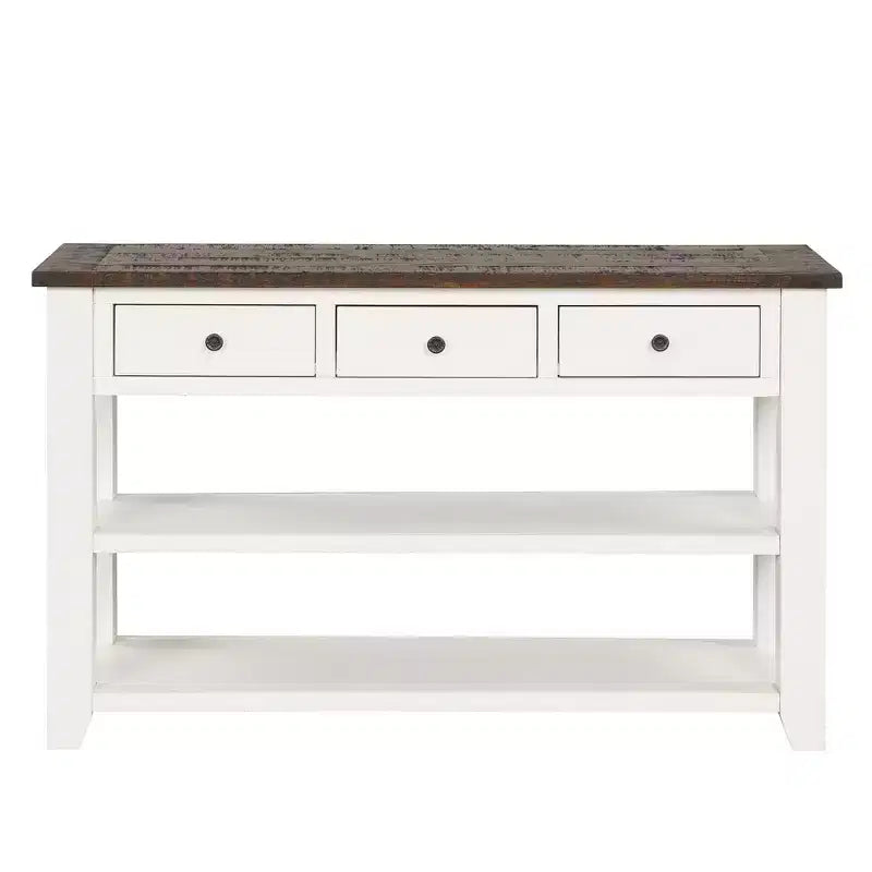 Whisen Classic Vintage Design Console Table with 3 Storage Drawers and 2 Shelves