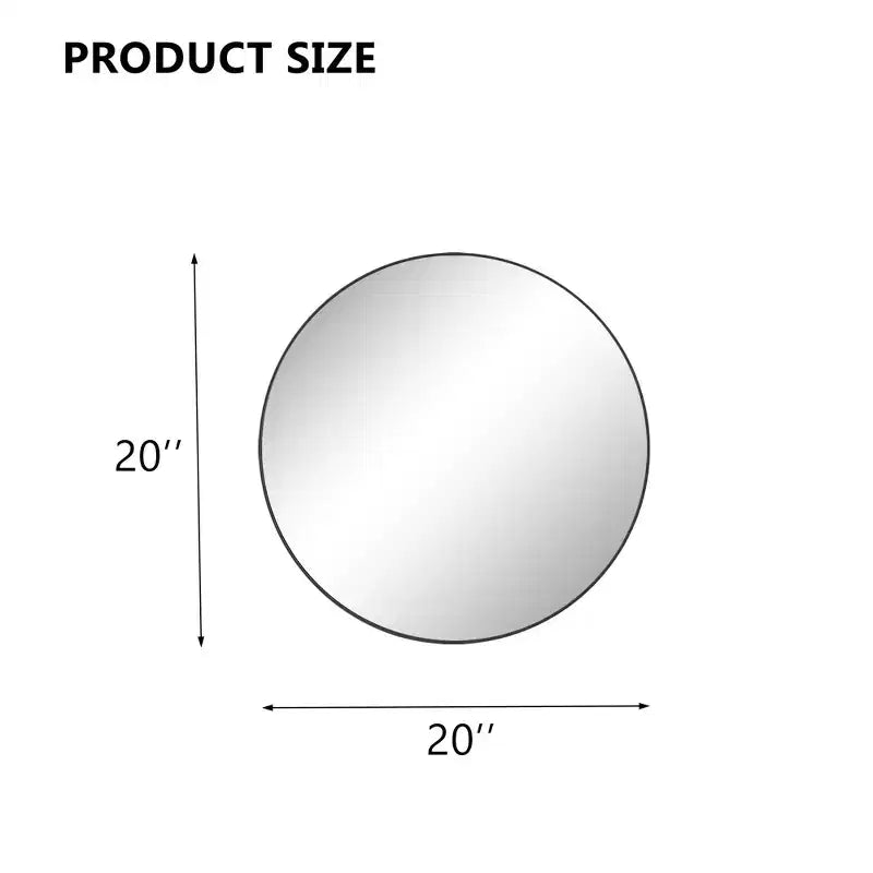 20 Inch Circular Wall Mirror, Hanging Mirror for Above Sink, Bathroom Hanging Mirror