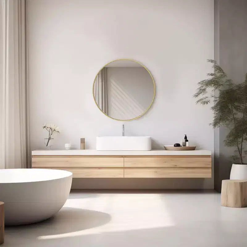 20 Inch Circular Wall Mirror, Hanging Mirror for Above Sink, Bathroom Hanging Mirror