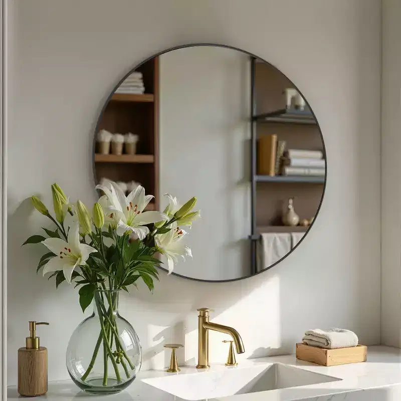 20 Inch Circular Wall Mirror, Hanging Mirror for Above Sink, Bathroom Hanging Mirror
