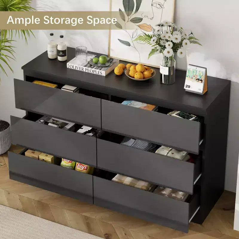 Dresser for Bedroom, Drawer Dresser with Bright Surface & Ample Storage Space, Modern Dresser