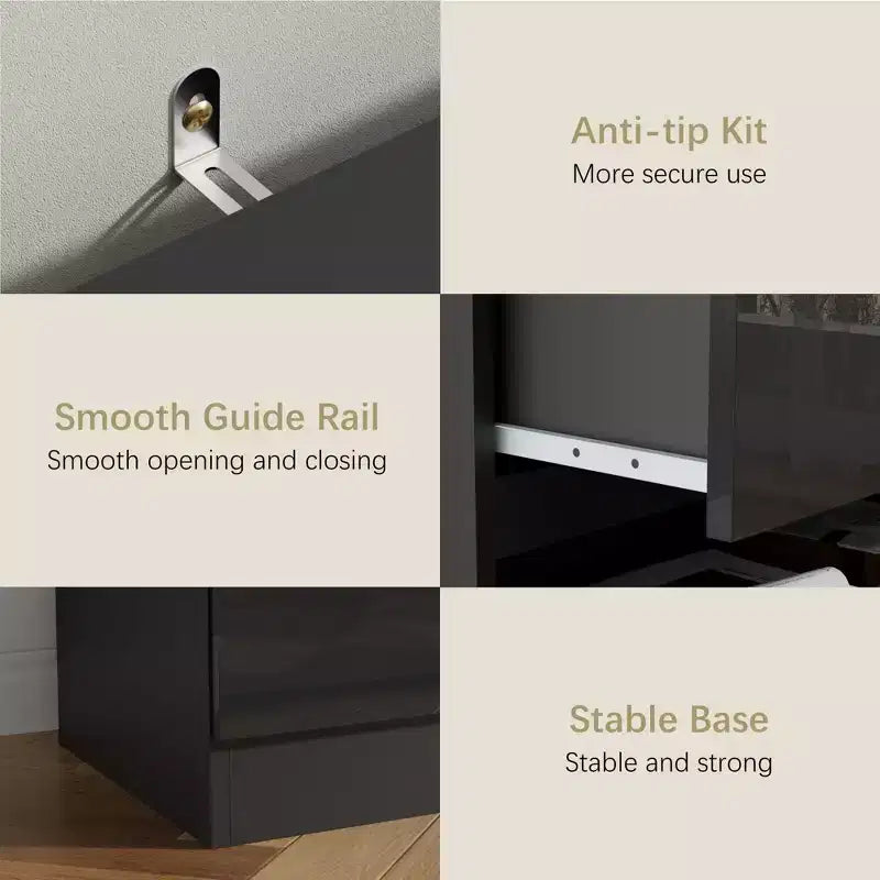 Dresser for Bedroom, Drawer Dresser with Bright Surface & Ample Storage Space, Modern Dresser