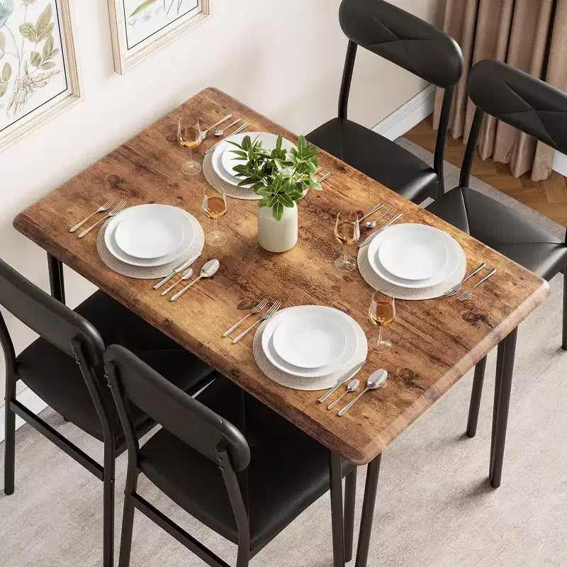 5 Piece Dining Table Set for 4, Kitchen Table and Chairs for 4, Modern Dining Room Table Set, Dinner Table Set for 4