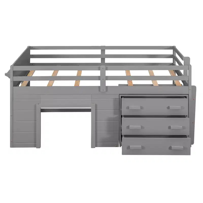 Whisen 77.4L x 40.5W Modern Design Twin Size Loft Bed with Cabinet and Shelf, Designed for your safety