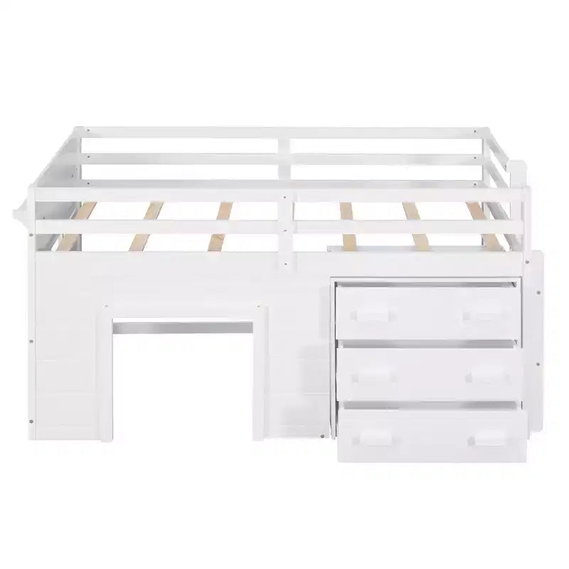 Whisen 77.4L x 40.5W Modern Design Twin Size Loft Bed with Cabinet and Shelf, Designed for your safety