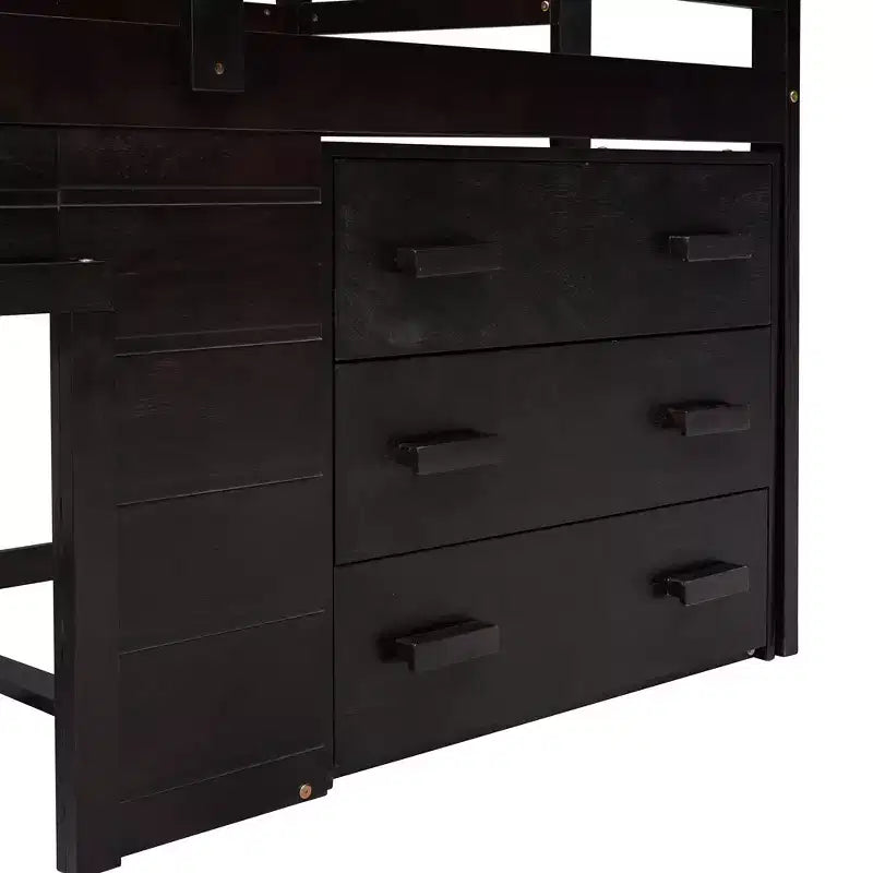 Whisen 77.4L x 40.5W Modern Design Twin Size Loft Bed with Cabinet and Shelf, Designed for your safety