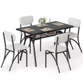 WhizMax Dining Table Set for 4, Rectangular Kitchen Table with 4 Boucle Chairs, Dining Table with Storage