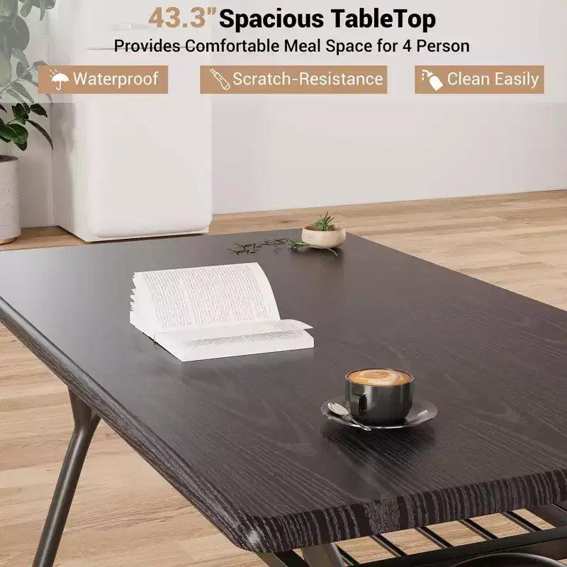 WhizMax Dining Table Set for 4, Rectangular Kitchen Table with 4 Boucle Chairs, Dining Table with Storage