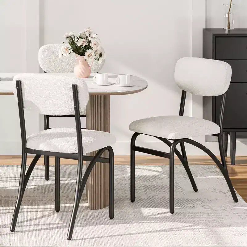 WhizMax Dining Table Set for 4, Rectangular Kitchen Table with 4 Boucle Chairs, Dining Table with Storage