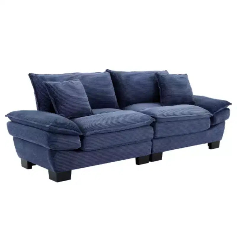 Stylish Corduroy Deep Seat Sofa: Loveseat Size with Pillows and Sleeper Function