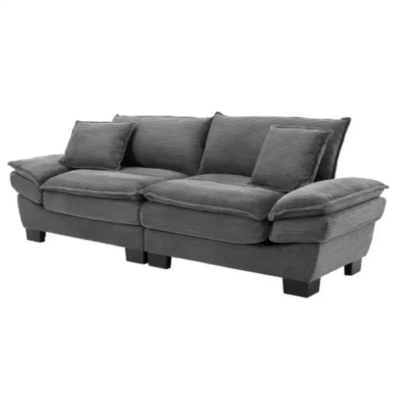 Stylish Corduroy Deep Seat Sofa: Loveseat Size with Pillows and Sleeper Function
