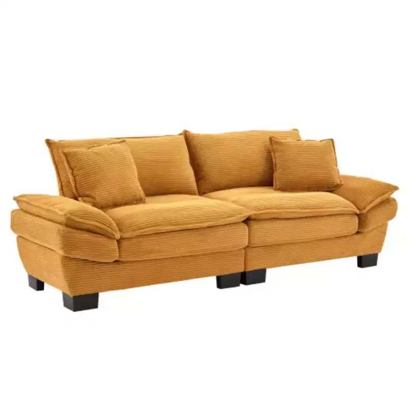 Stylish Corduroy Deep Seat Sofa: Loveseat Size with Pillows and Sleeper Function