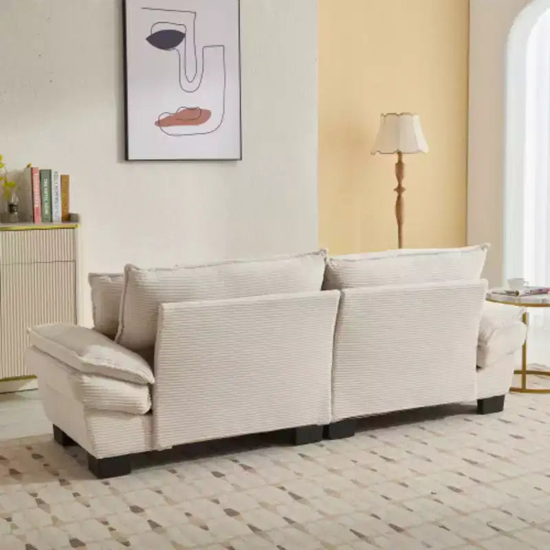 Stylish Corduroy Deep Seat Sofa: Loveseat Size with Pillows and Sleeper Function