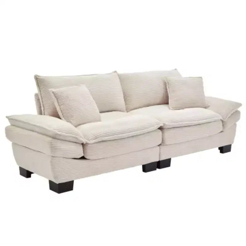 Stylish Corduroy Deep Seat Sofa: Loveseat Size with Pillows and Sleeper Function