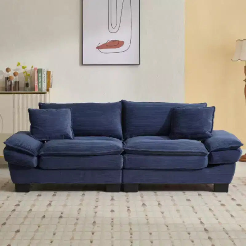 Stylish Corduroy Deep Seat Sofa: Loveseat Size with Pillows and Sleeper Function