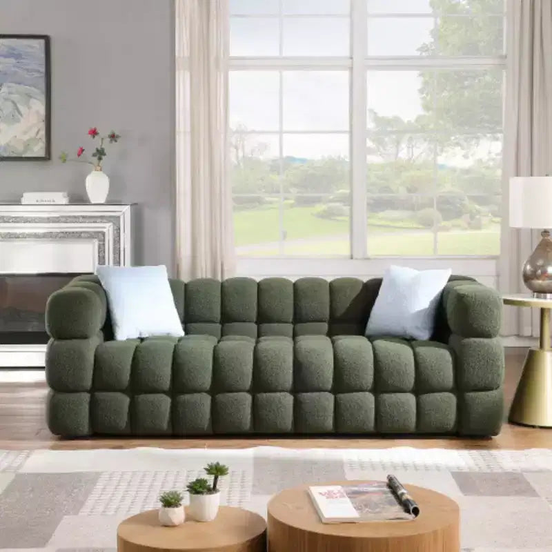 Luxurious White Boucle Sofa: 3-Seater, Ergonomic, 84.3 Length