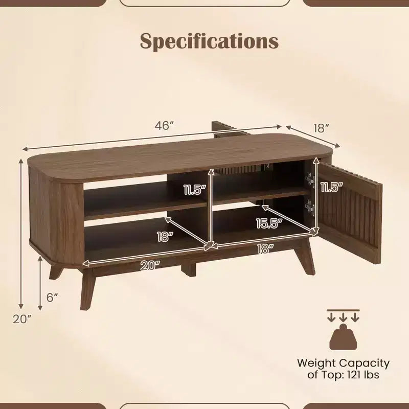 Costway Coffee Table with Storage Adjustable Shelves & 2 Doors Wood Cocktail Table