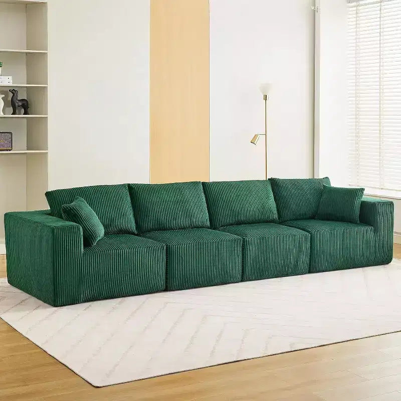 137 Sectional Couch Cloud Modular Modern Linear Sofa with Chaise Lounge, Corduroy Fabric, No Assembly Required, Convertible Compression Sleeper Sofa