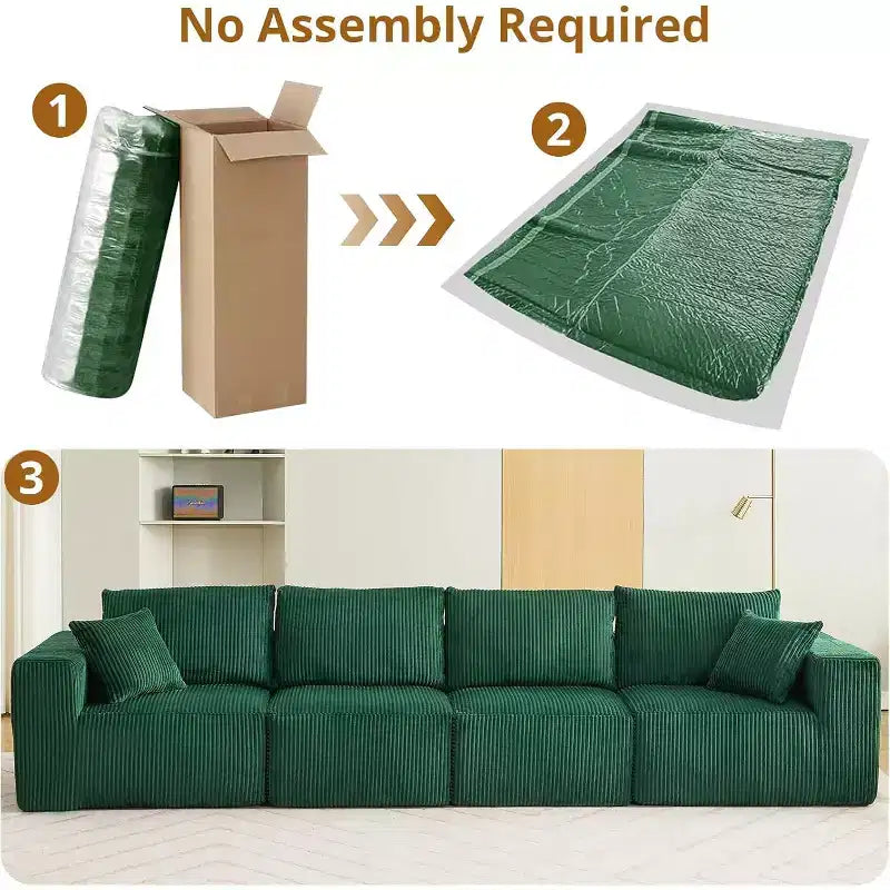 137 Sectional Couch Cloud Modular Modern Linear Sofa with Chaise Lounge, Corduroy Fabric, No Assembly Required, Convertible Compression Sleeper Sofa