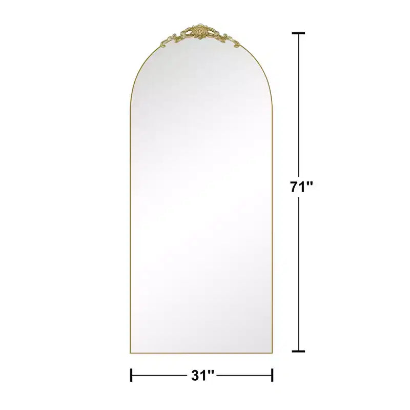 Wooden Right-Angled Arch Full-Length Mirror - Elegant Design
