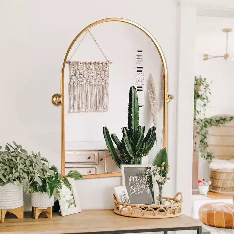 Golden Iron Arch Frame Mirror 80x60cm