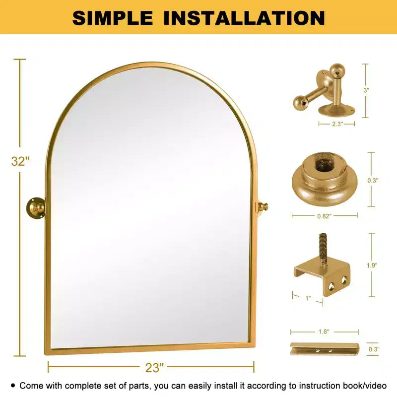 Golden Iron Arch Frame Mirror 80x60cm