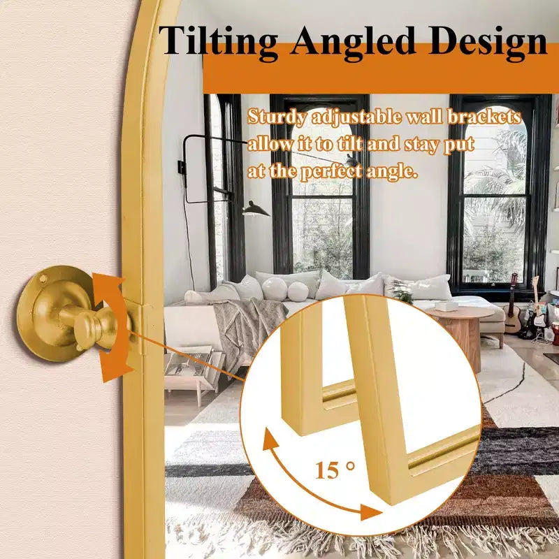 Golden Iron Arch Frame Mirror 80x60cm