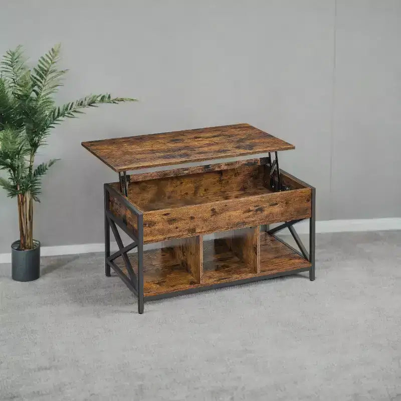 19.7 x 39.4 x (19.3-24.4) In Lift Top Coffee Table with Hidden Compartments and Storage Shelf, Lifting Top Accent Table for Living Room, Office