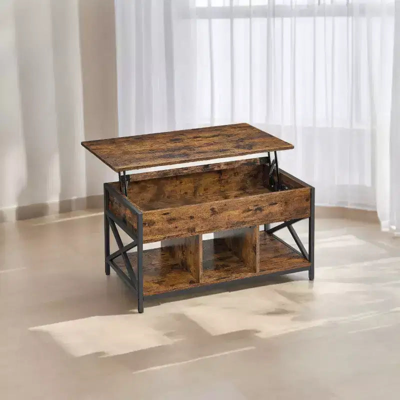19.7 x 39.4 x (19.3-24.4) In Lift Top Coffee Table with Hidden Compartments and Storage Shelf, Lifting Top Accent Table for Living Room, Office